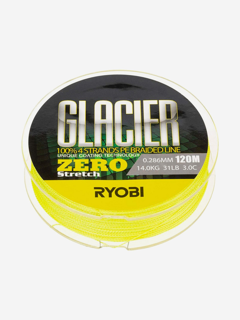 Шнур плетеный для рыбалки Ryobi GLACLER ZERO 120м, 0,286мм, 14кг, желтый
