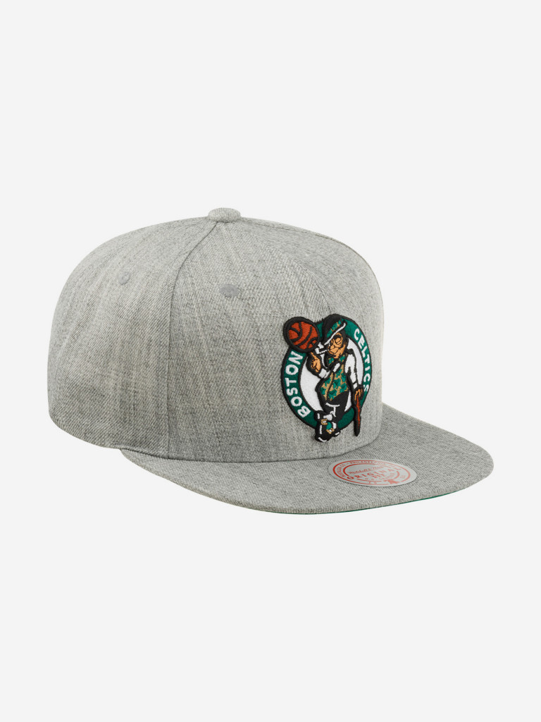 Бейсболка с прямым козырьком MITCHELL NESS HHSS3272-BCEYYPPPGYHT Boston Celtics NBA (серый)