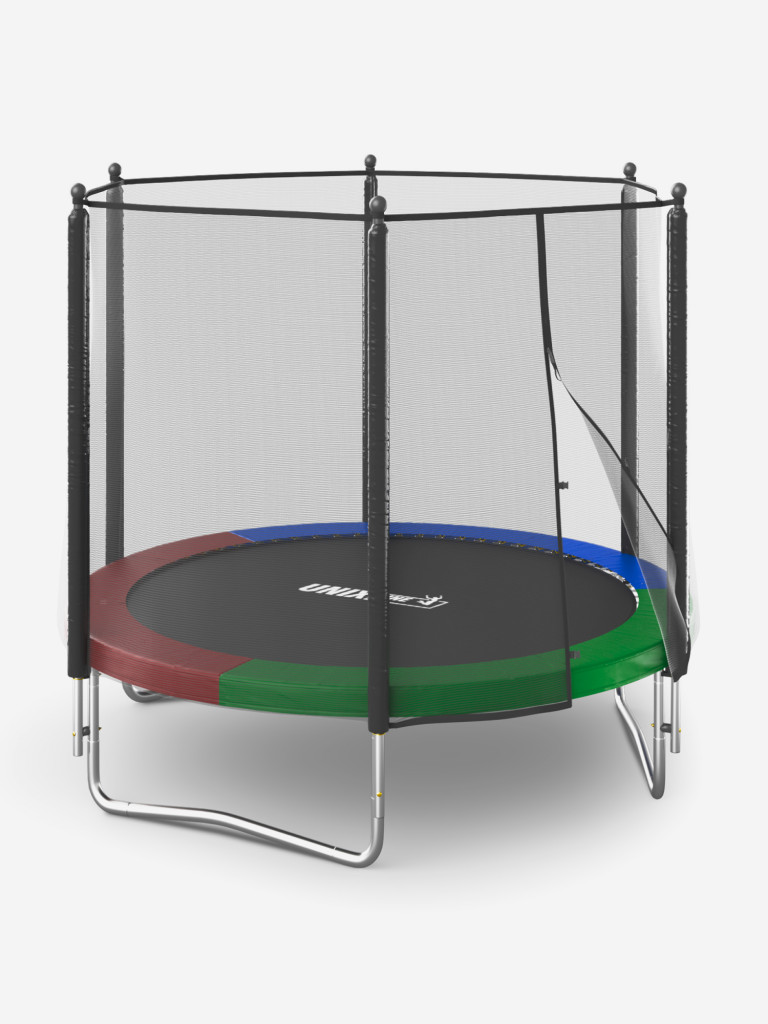 Батут каркасный UNIX Line Simple 8 ft Color с внешней защитной сеткой, общий диаметр 244 см, до 140 кг