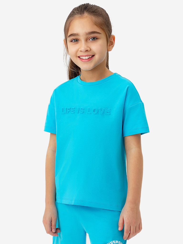 Футболка голубая с принтом Button Blue