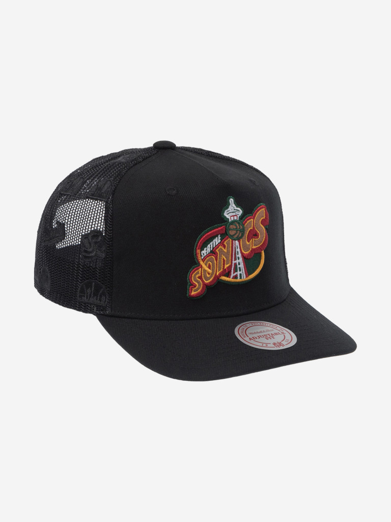 Бейсболка с сеточкой MITCHELL NESS HHSS7505-SSUYYPPPBLCK Seattle Supersonics NBA