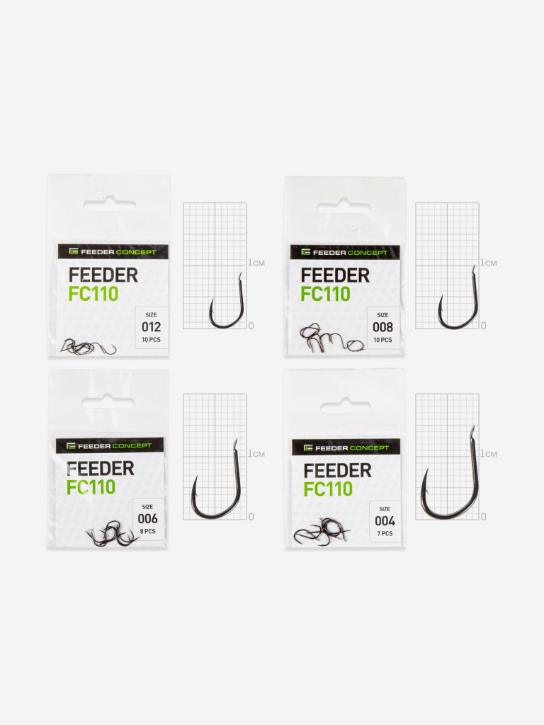 Крючки рыболовные Feeder Concept MIX 2 рыболовные одинарные для летней рыбалки, набор 35шт.