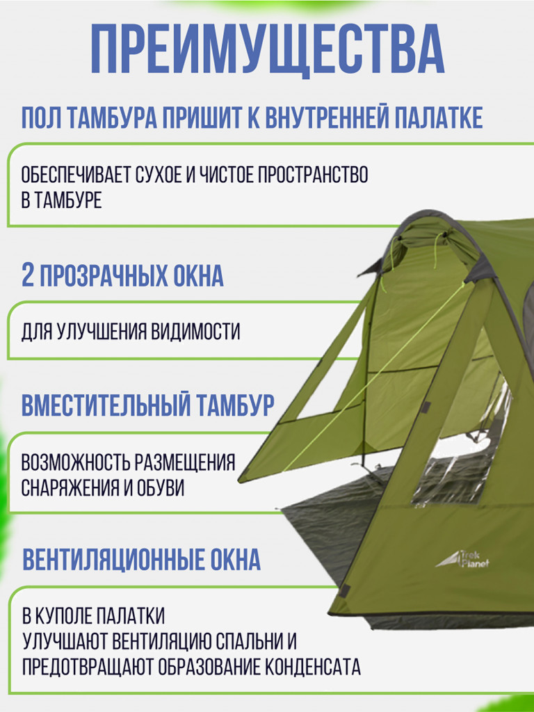 Трехместная двухслойная туристическая палатка Trek Planet Avola 3