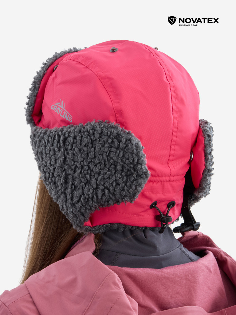 Шапка-ушанка для рыбалки и охоты Камчатка GRAYLING, фуксия
