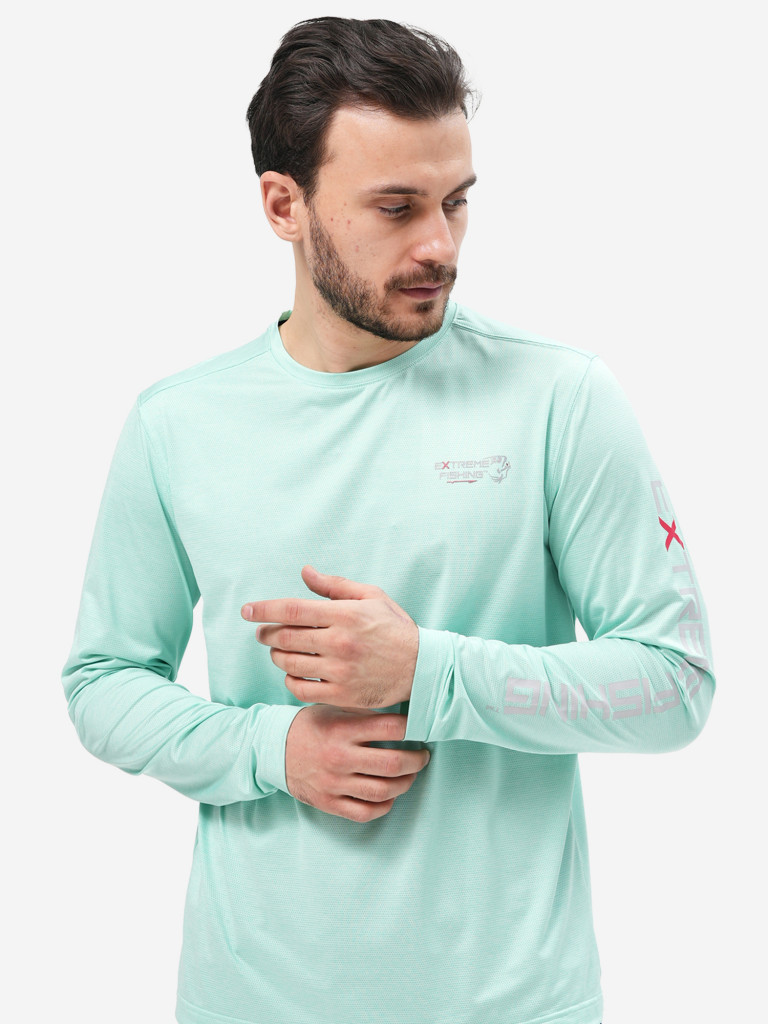 Лонгслив мужской Extreme Fishing PSS-G305 с защитой от солнца UPF50+ для рыбалки цвет Mint Green
