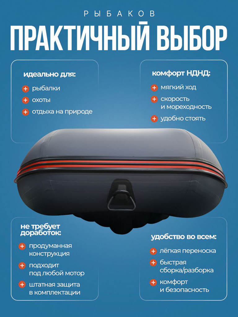 Лодка Хантер 310 А - серая / Лодка ПВХ надувная, Hunterboat