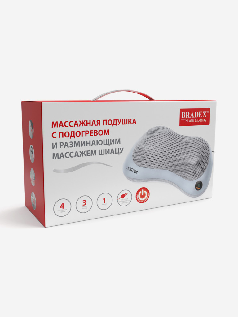 Массажная подушка с подогревом и разминающим массажем Шиацу Bradex