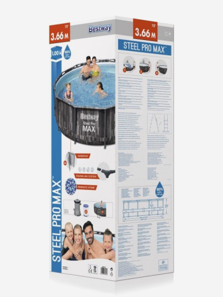 Бассейн каркасный Bestway 5614X Steel Pro MAX (366х100см) фильтр-насос, лестница