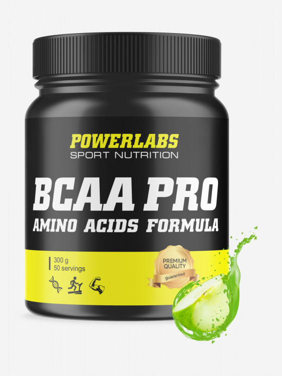 BCAA PRO, Powerlabs, 300 г, яблоко