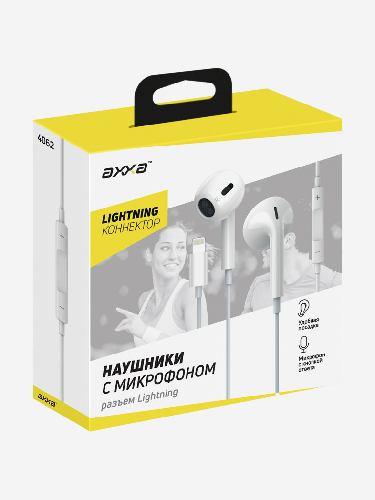 Проводные наушники с микрофоном AW-03 Lightning, 1.3 м, Bluetooth 5.4