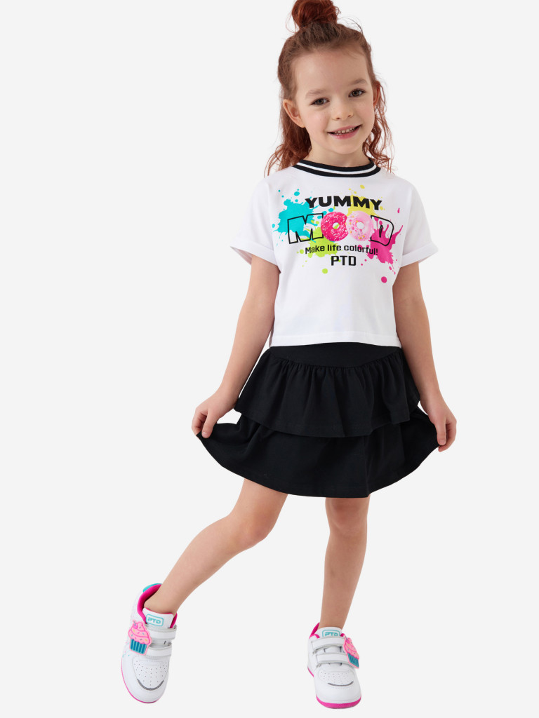Комплект для девочек: футболка, юбка-шорты PlayToday