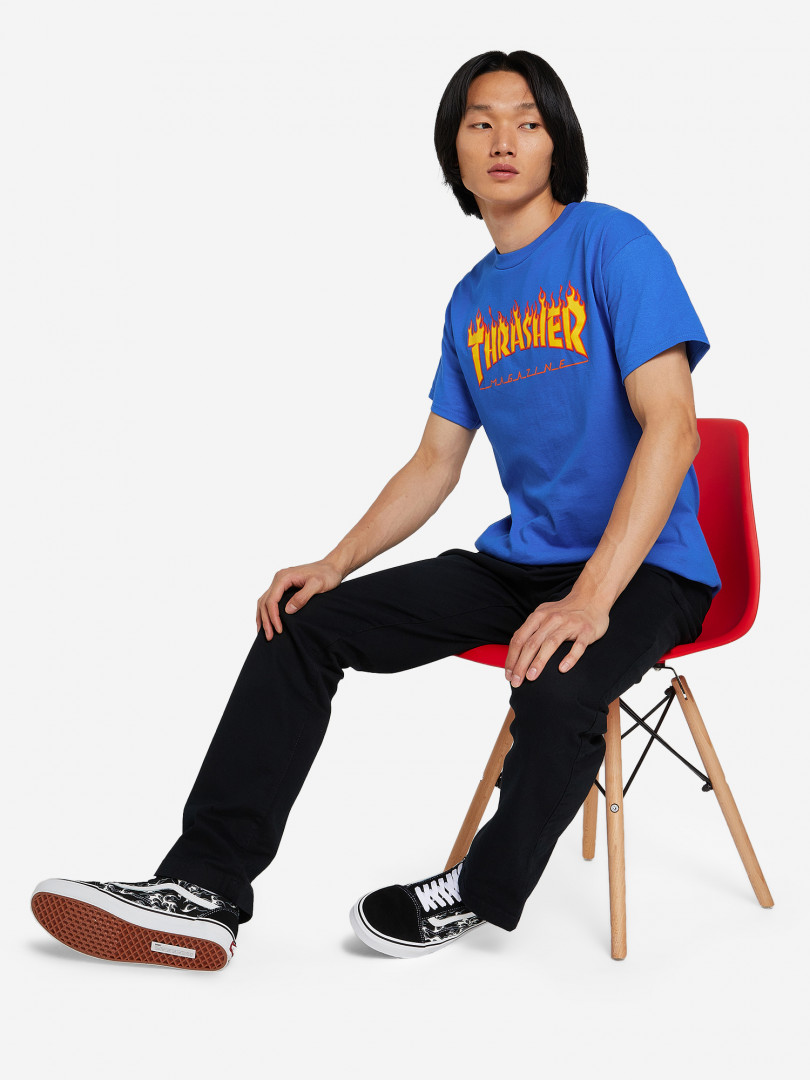 фото Футболка мужская thrasher flame logo, синий