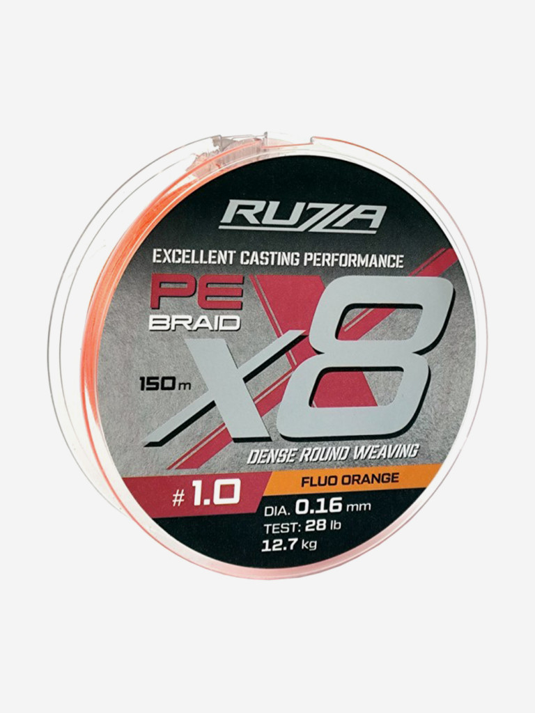 Шнур X8 150м Fluo Orange 0,16мм 12,7кг/28lb