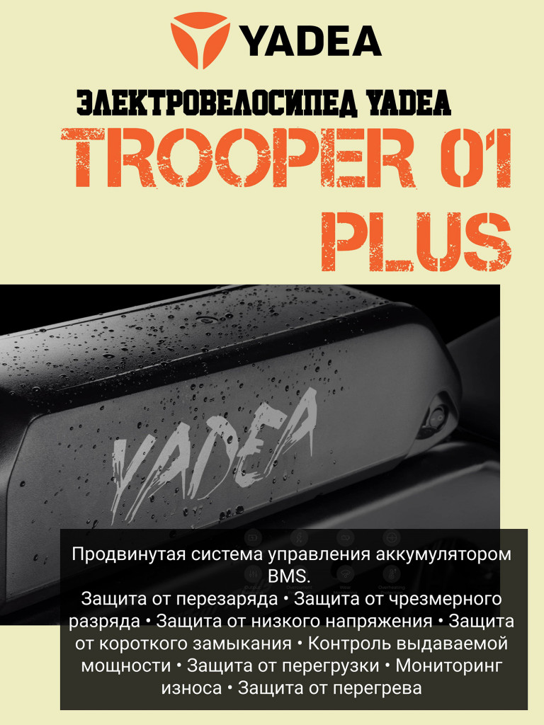 Электровелосипед YADEA Боец 01 Плюс (Trooper 01 Plus)