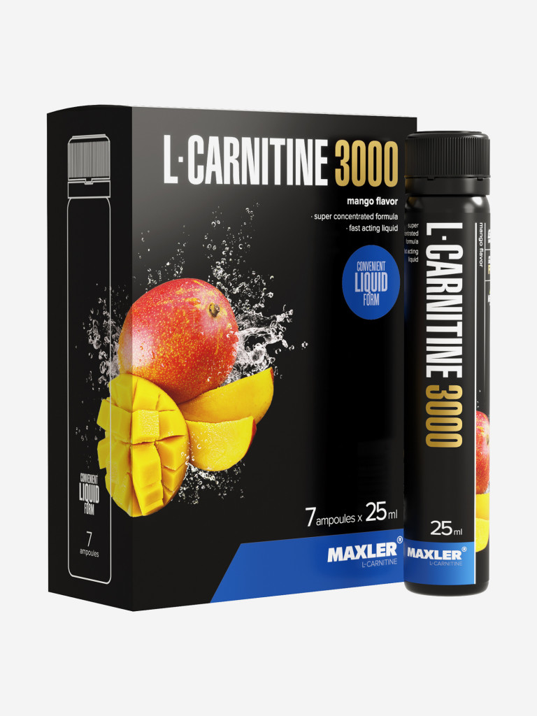 Л-карнитин жидкий Maxler, 3000 мг на порцию, 7 туб по 25 мл - Манго