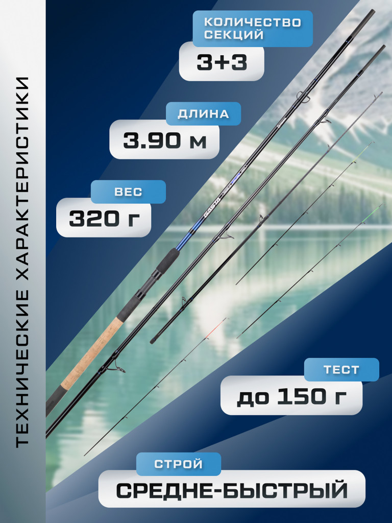F-FISHING Удилище фидерное Gasta Feeder 3,9м тест max 150г