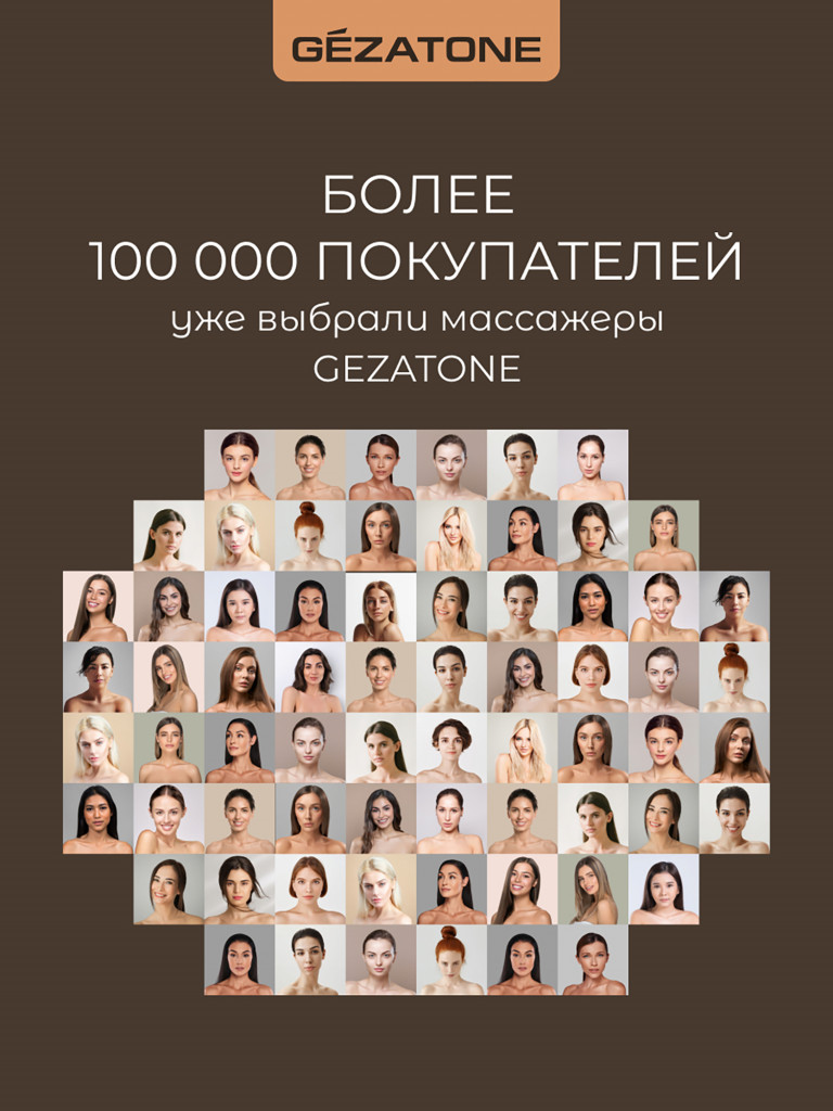 Массажер для тела Gezatone AMG127 NEO с 6-ю насадками, беспроводной