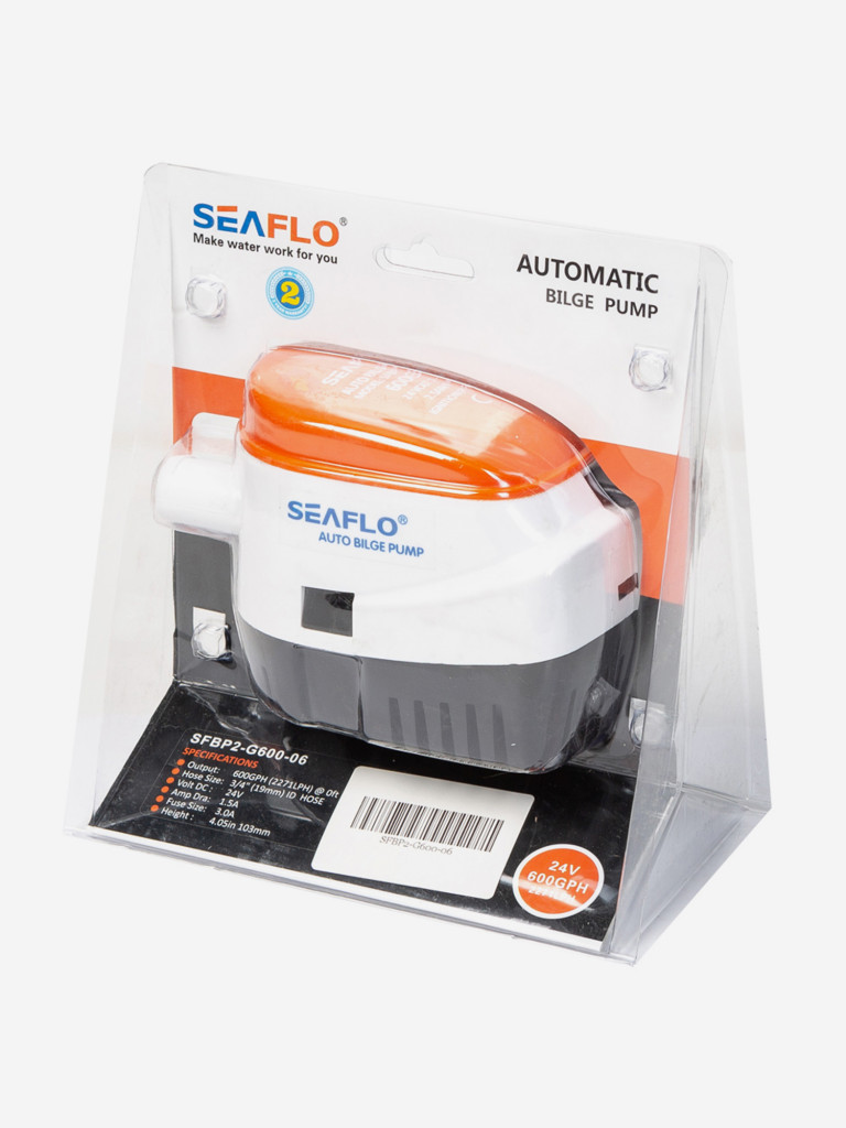 Помпа водооткачивающая автоматическая SeaFlo 24V, 600 галлон/час, трюмная, патрубок 19 мм