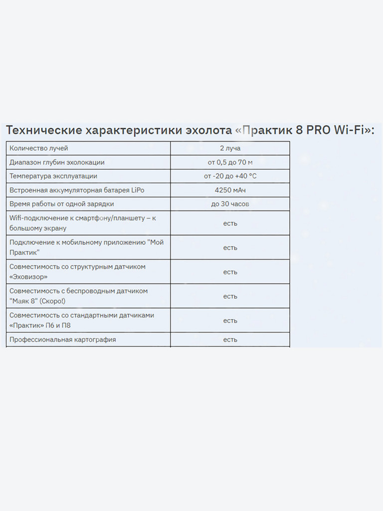 Эхолот "Практик 8 PRO Wi-Fi"(подключение к приложению "Мой Практик")