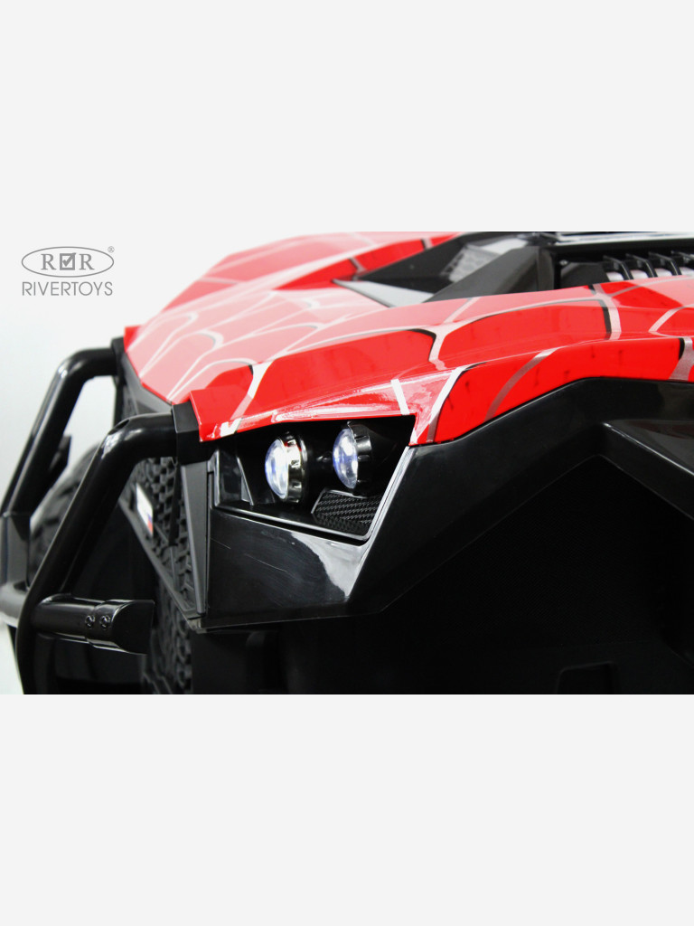 Детский электромобиль RIVERTOYS A707AA LUX NEW 4WD красный спайдер