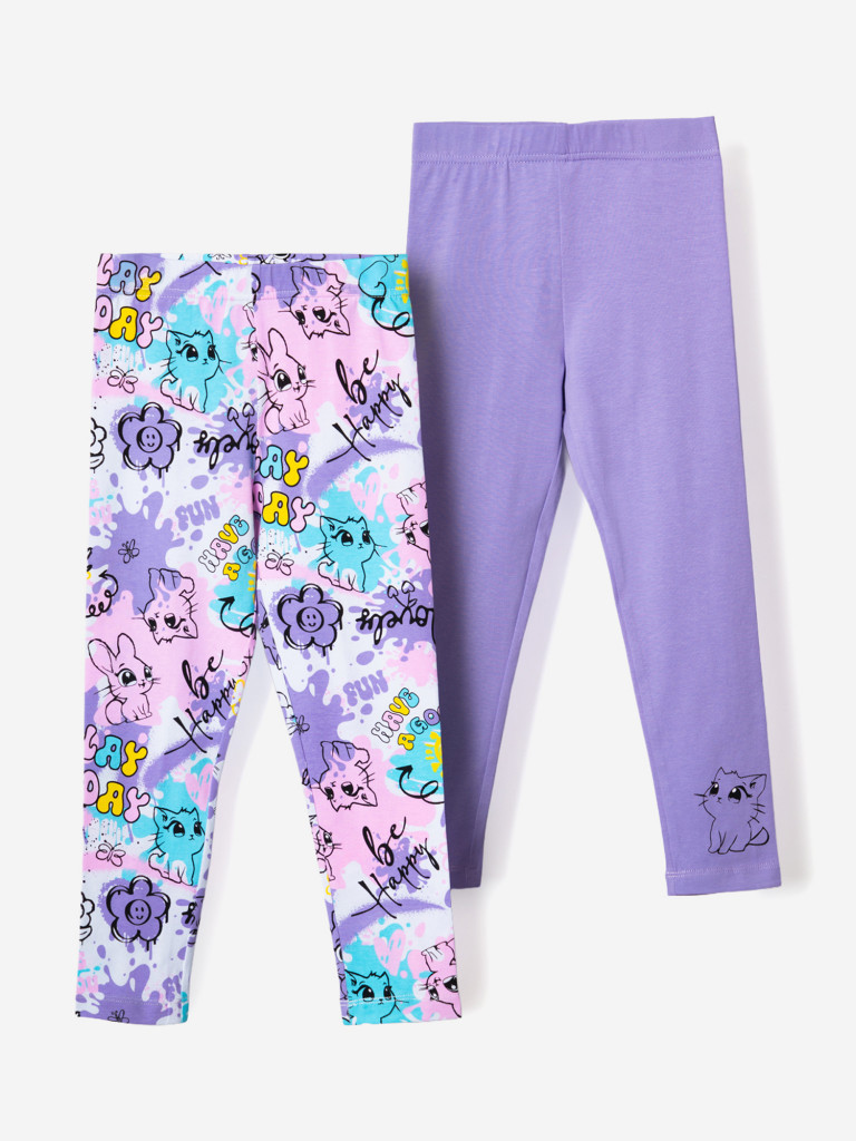Легинсы для девочек, 2 пары в комплекте PlayToday