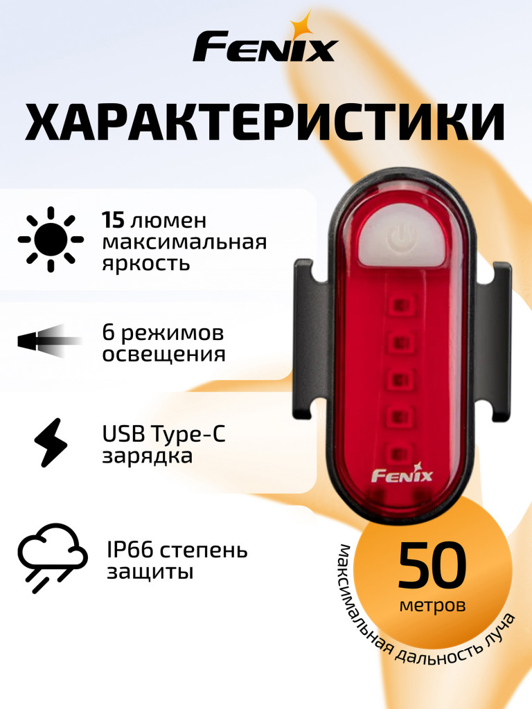 Велофара задняя Fenix BC05R V2.0