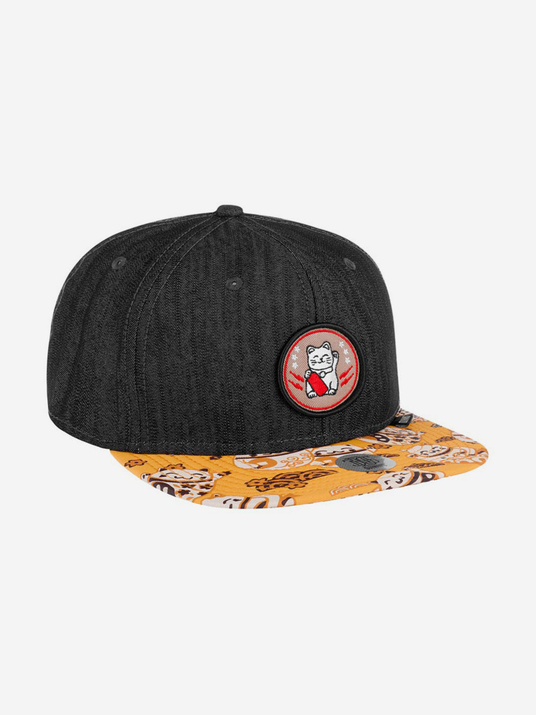 Бейсболка с прямым козырьком DJINNS 6P SB LuckyCat Linen Rev. (черный)