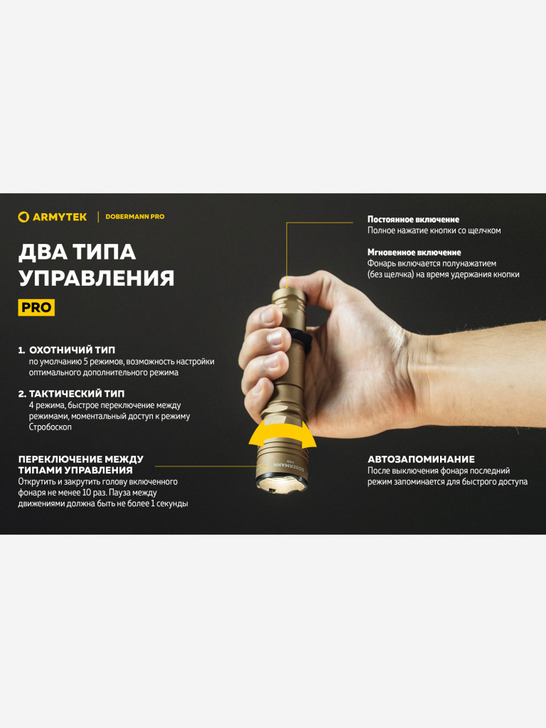 Фонарь светодиодный тактический Armytek Dobermann Pro Magnet USB, 1500 лм, холодный свет