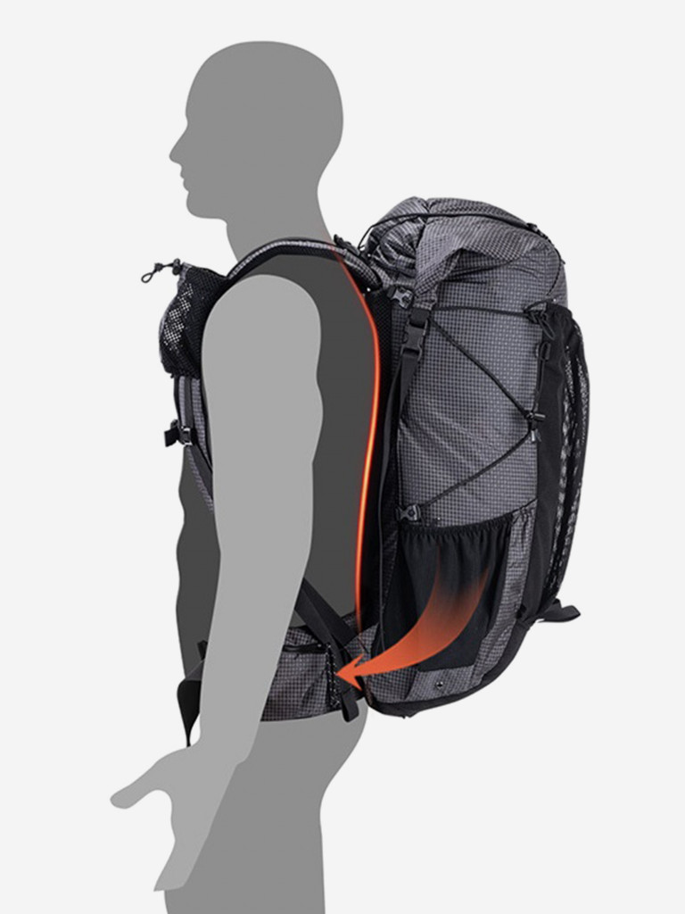 Рюкзак походный Naturehike Rock, 40л + 5л, черный/серый
