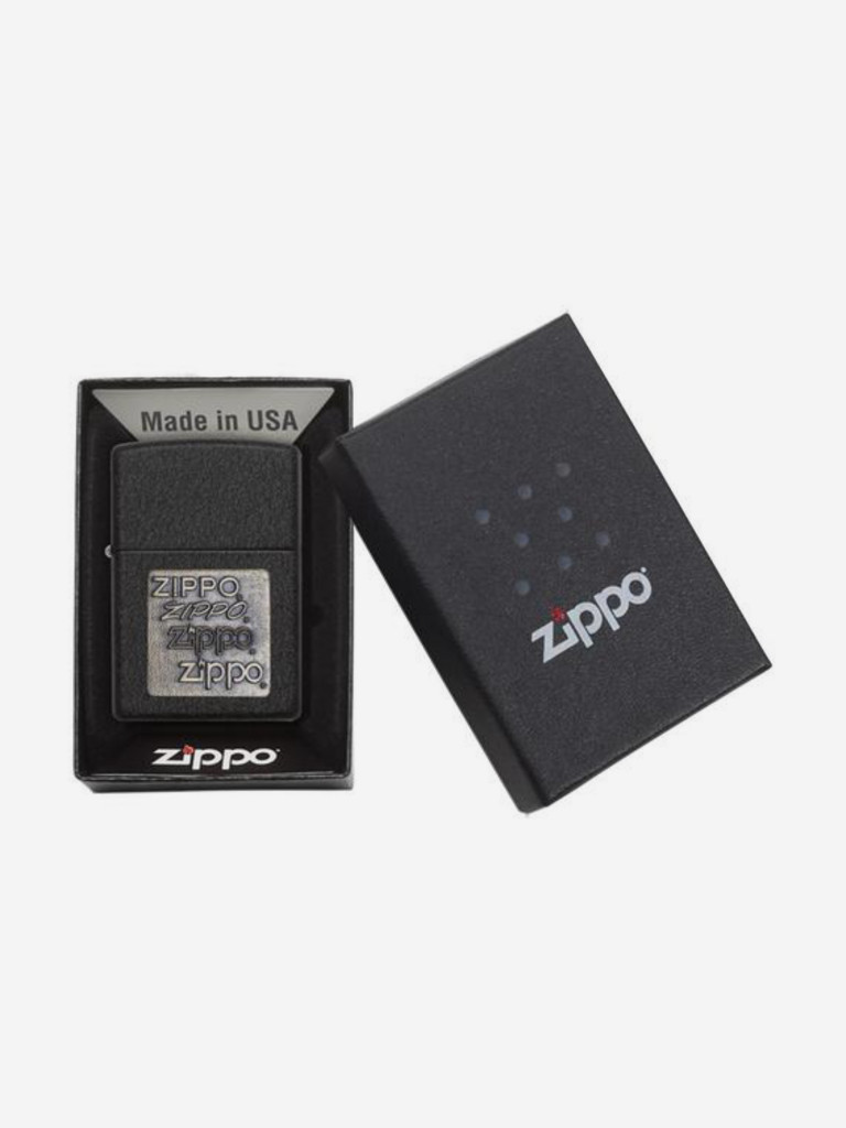 Зажигалка бензиновая ZIPPO 362 Gold Logo Black Crackle
