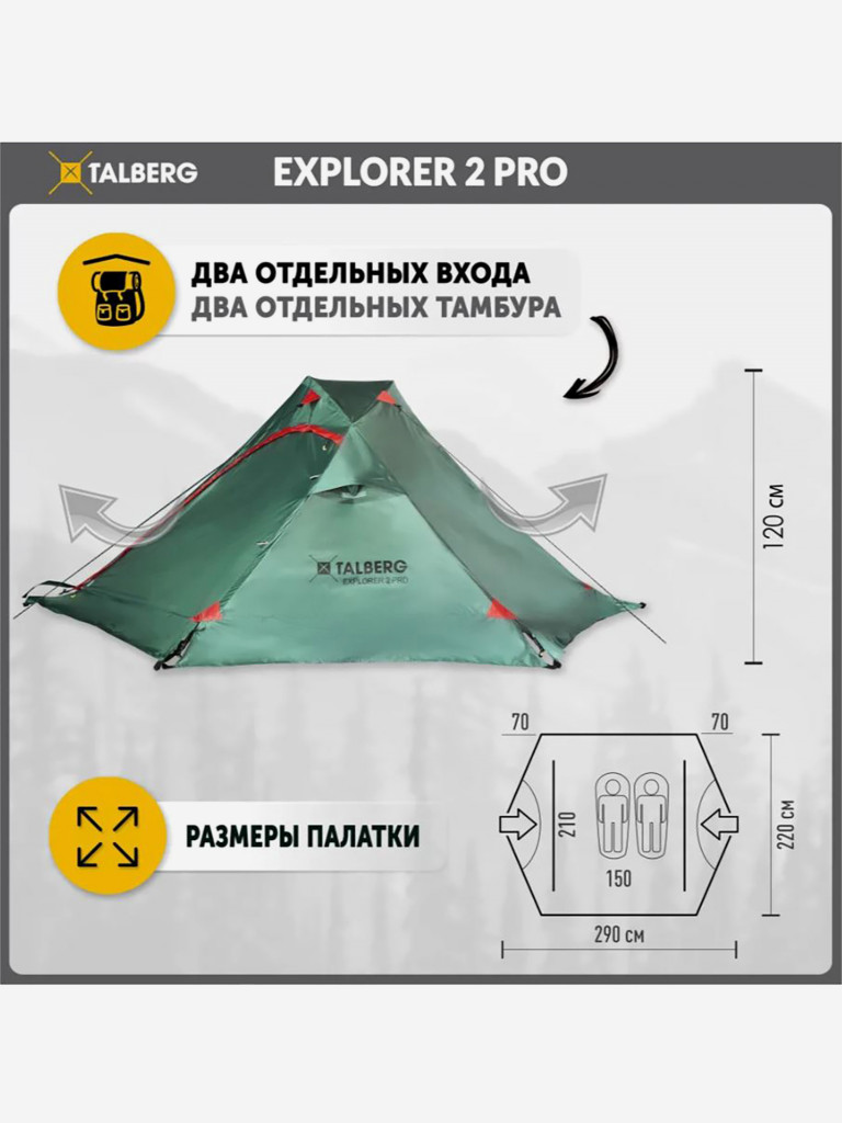 Палатка EXPLORER 2 PRO Talberg (зеленый)