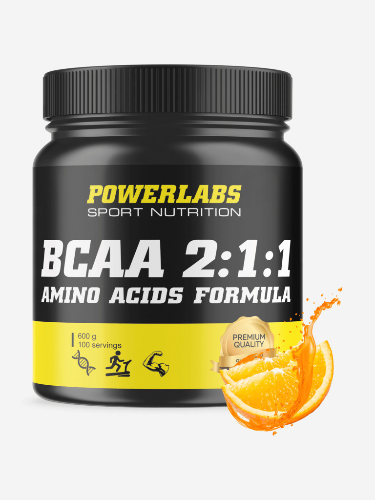 BCAA, Powerlabs, 600 г, апельсин