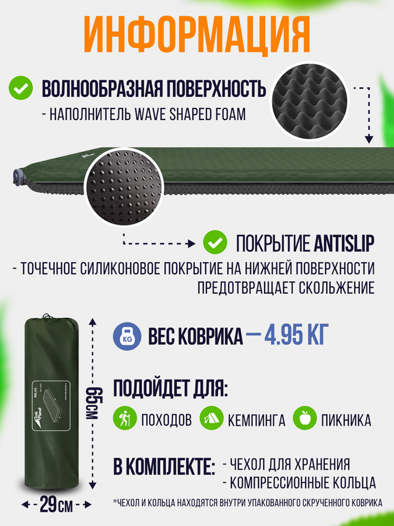 Коврик для пикника Trek Planet Relax 70 Double Green