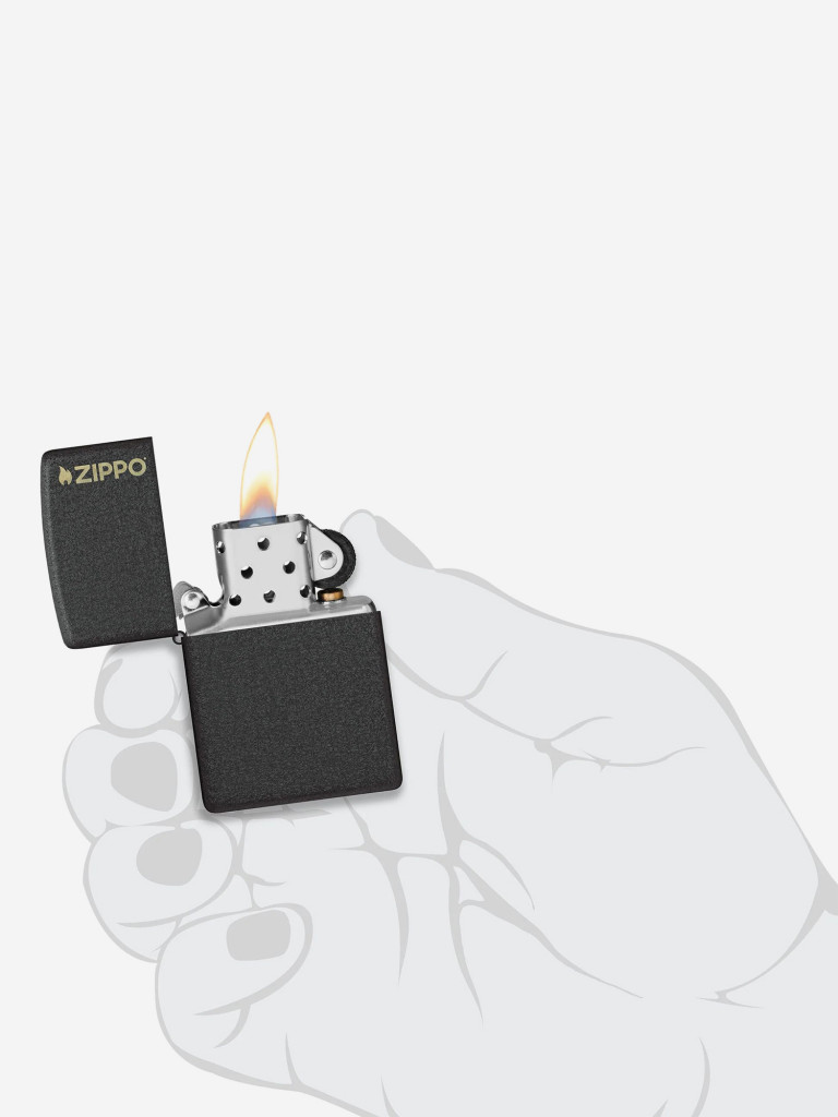 Зажигалка бензиновая ветроустойчивая Zippo Logo Classic Black Crackle