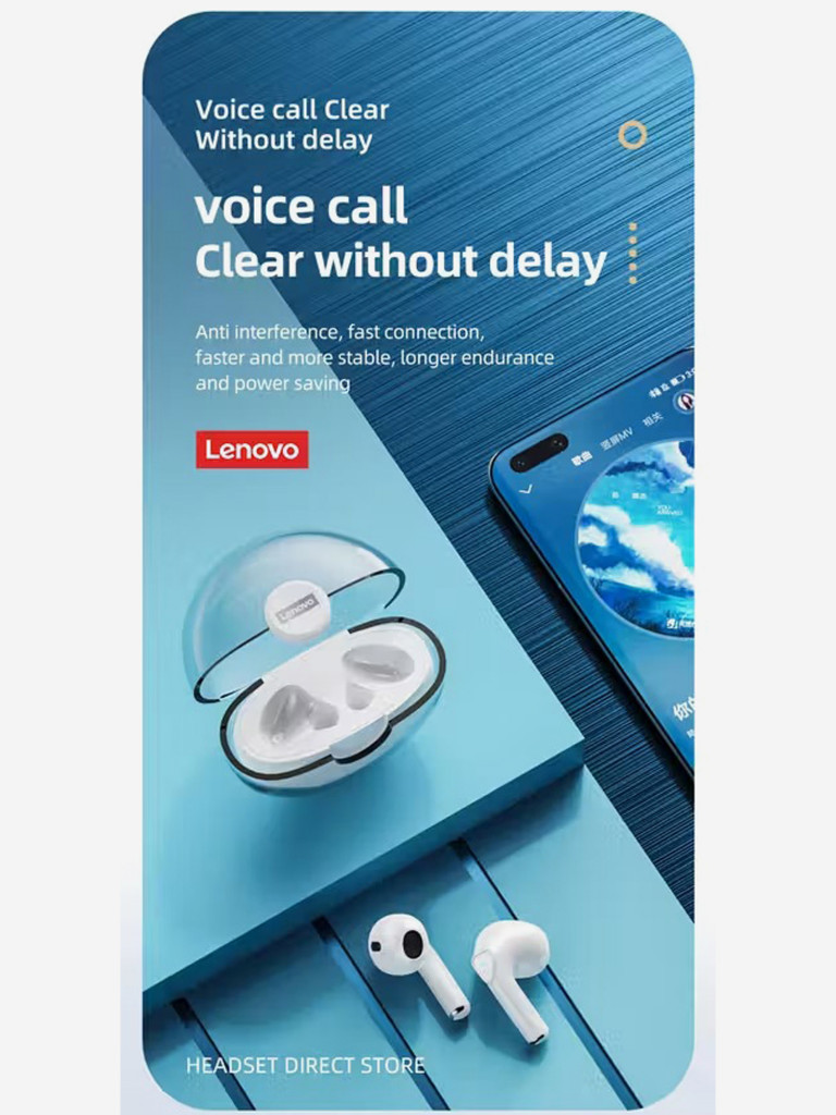Беспроводные наушники Thinkplus Lenovo Lp80 True Wireless Earbuds белый