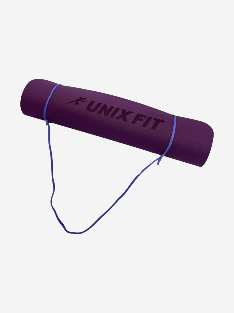 Коврик для йоги и фитнеса UNIX Fit двусторонний, 180 х 61 х 0,6 см, двуцветный, фиолетовый