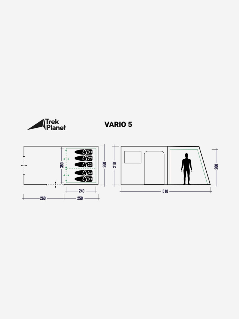 Пятиместная кемпинговая палатка Trek Planet Vario 5