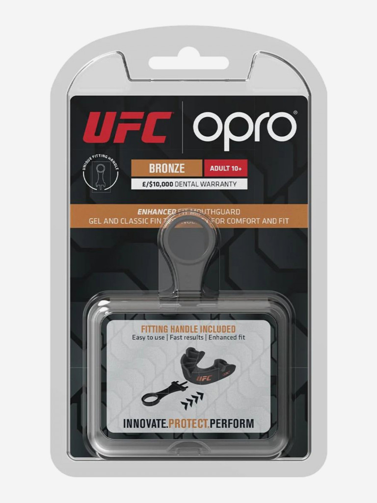 Боксерская капа взрослая, спортивная, защитная для зубов OPRO Self-Fit Bronze UFC - Black