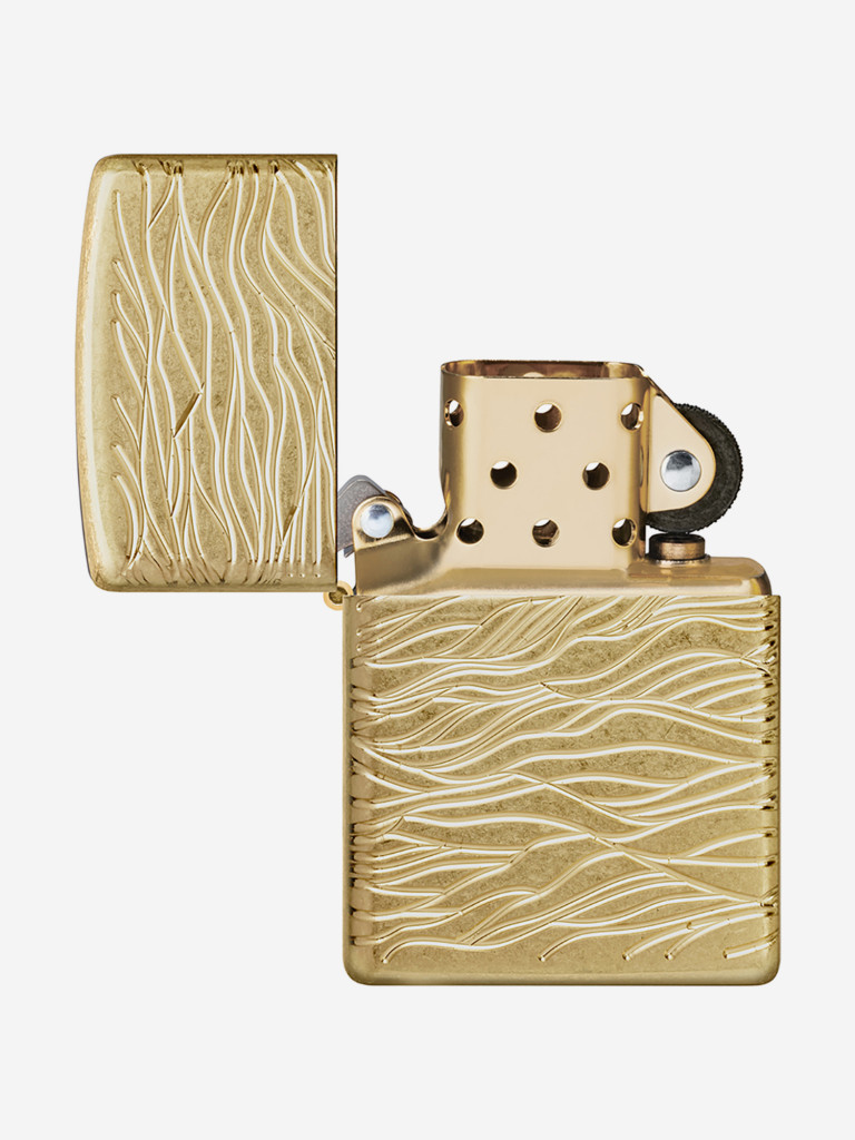Зажигалка бензиновая ветроустойчивая Zippo Armor Luxury Waves Design Tumbled Brass