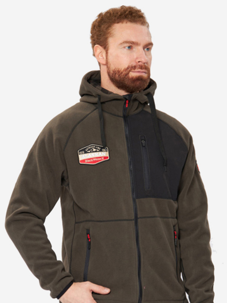 Куртка флисовая мужская Alaskan Black Water X с капюшоном для рыбалки и охоты