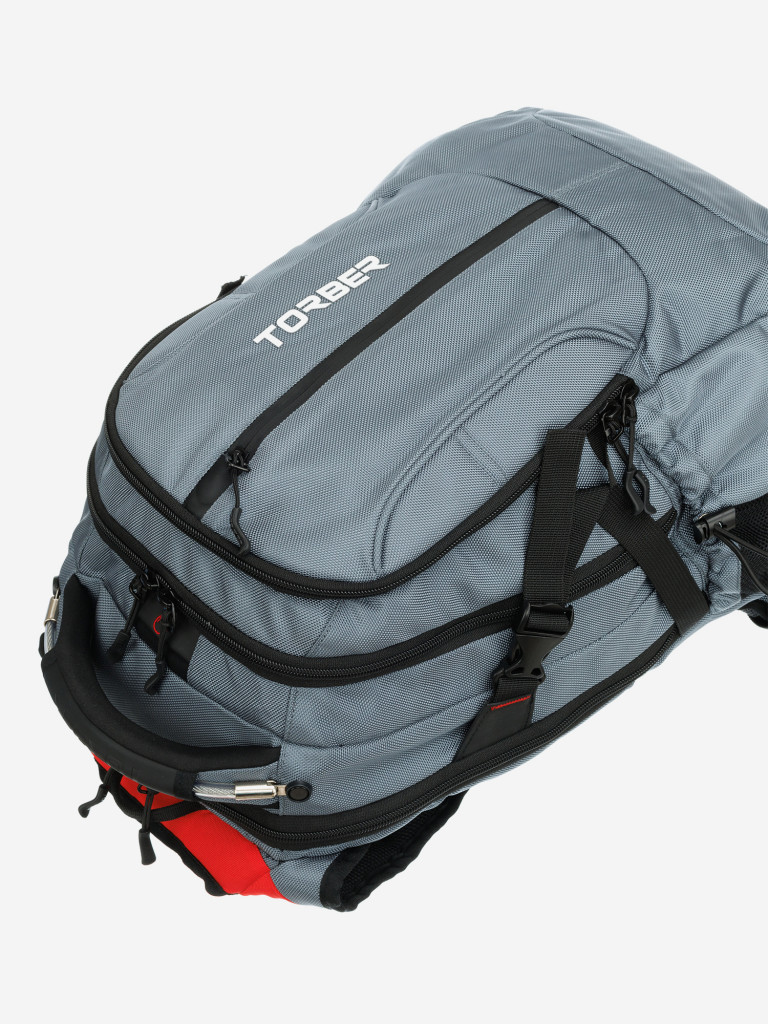 Рюкзак TORBER DRIVE с отделением для ноутбука 15", серый/красный, полиэстер, 30 л