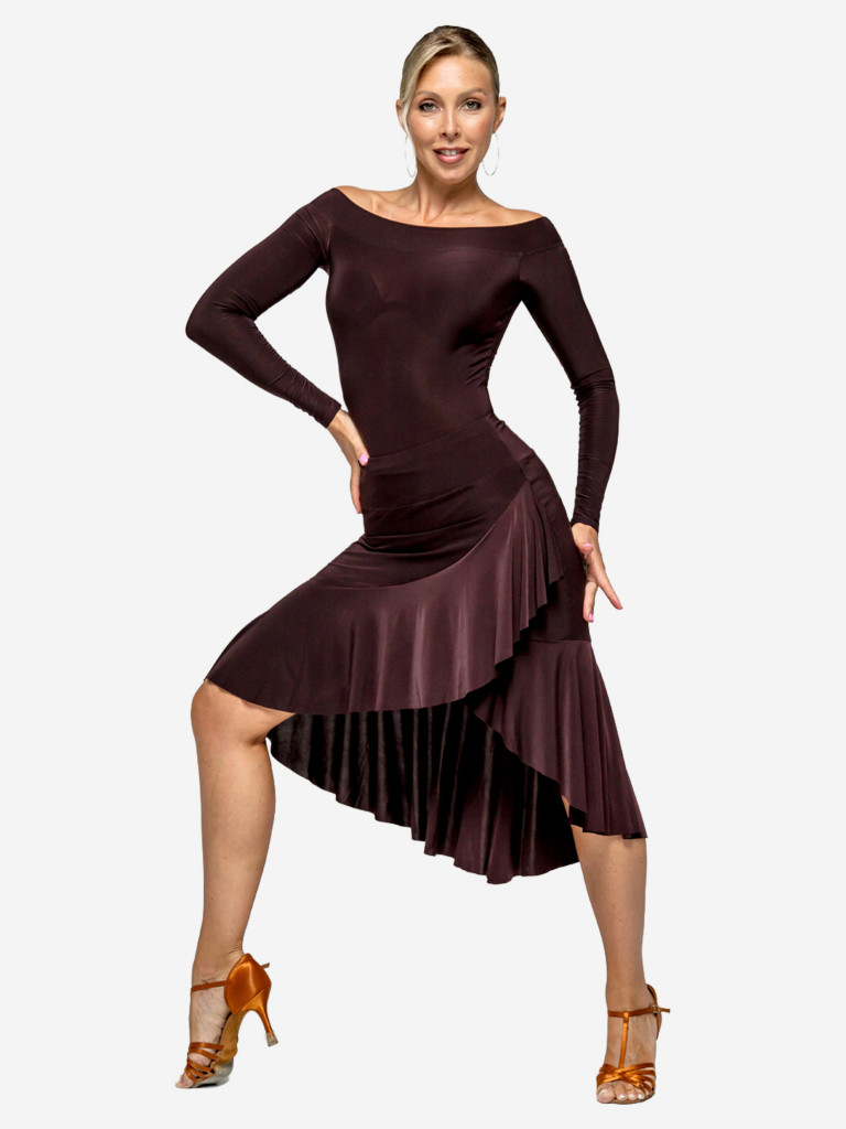 Юбка спортивная для бальных танцев FRESCO BROWN
