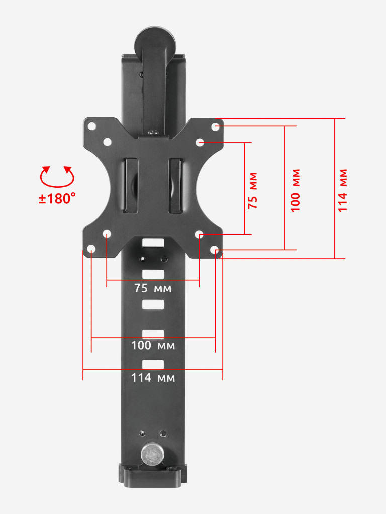 UNITEKI FN1335PART Кронштейн для монитора с навеской на перегородку, диагональ 13-35", с функцией перемещения в вертикальной плоскости и функцией портретно-альбомной ориентации экрана