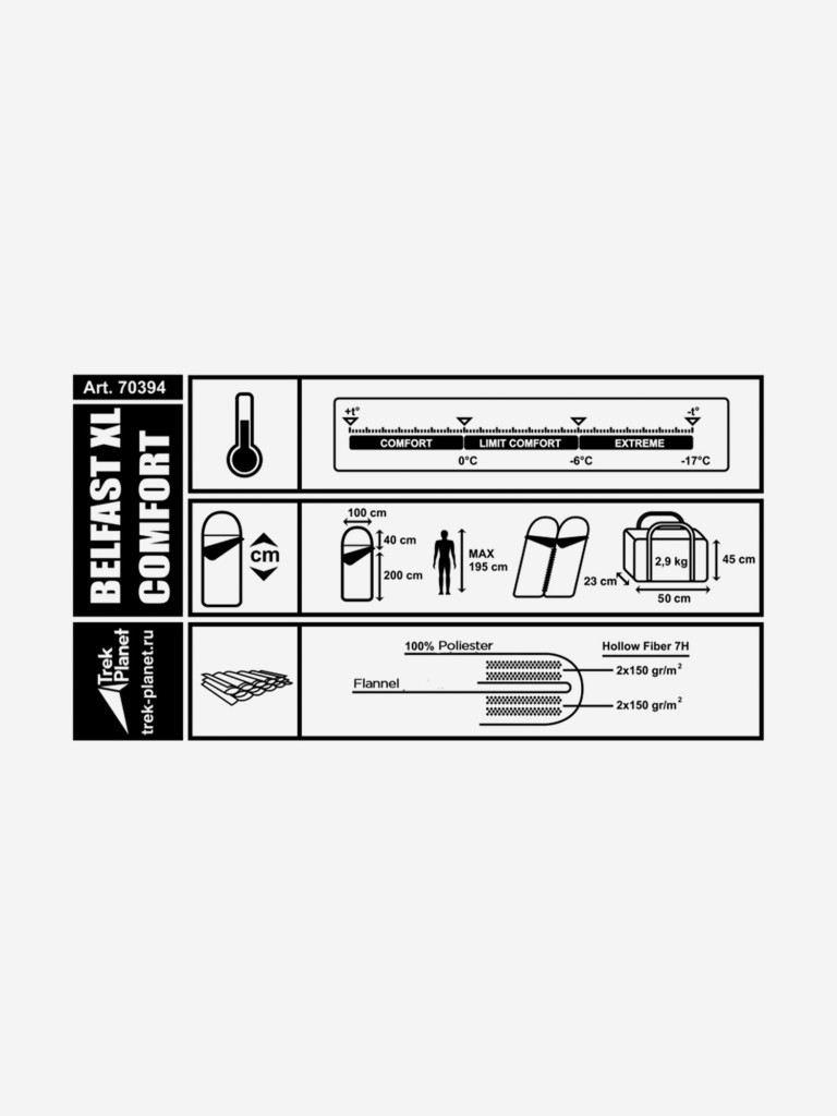 Спальник-одеяло Trek Planet Belfast XL Comfort, левый