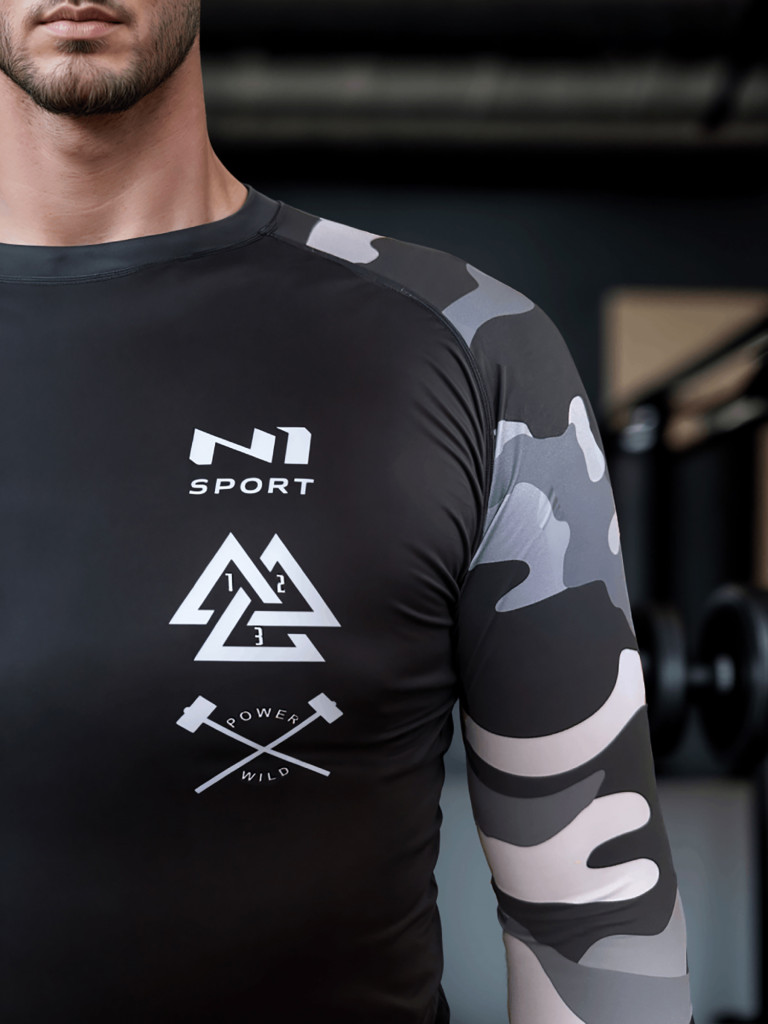 Рашгард спортивный мужской Military camouflage N1Sport