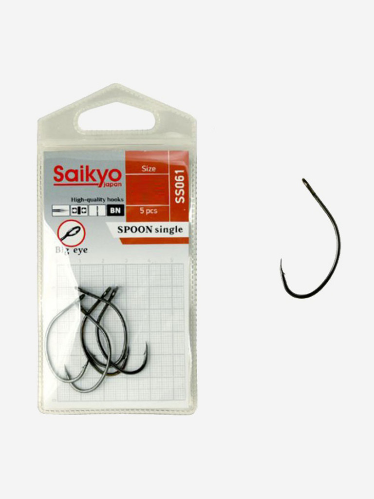 Крючки для рыбалки одинарные Saikyo SS061-BN SPOON SINGLE (1 упк. по 5 шт.)