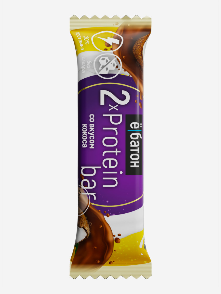 Протеиновые батончики Е-батон Protein bar без сахара набор ассорти 4 вкуса: печенье, кокос, шоколад, клубника (в шоу-боксе 20шт по 50г)