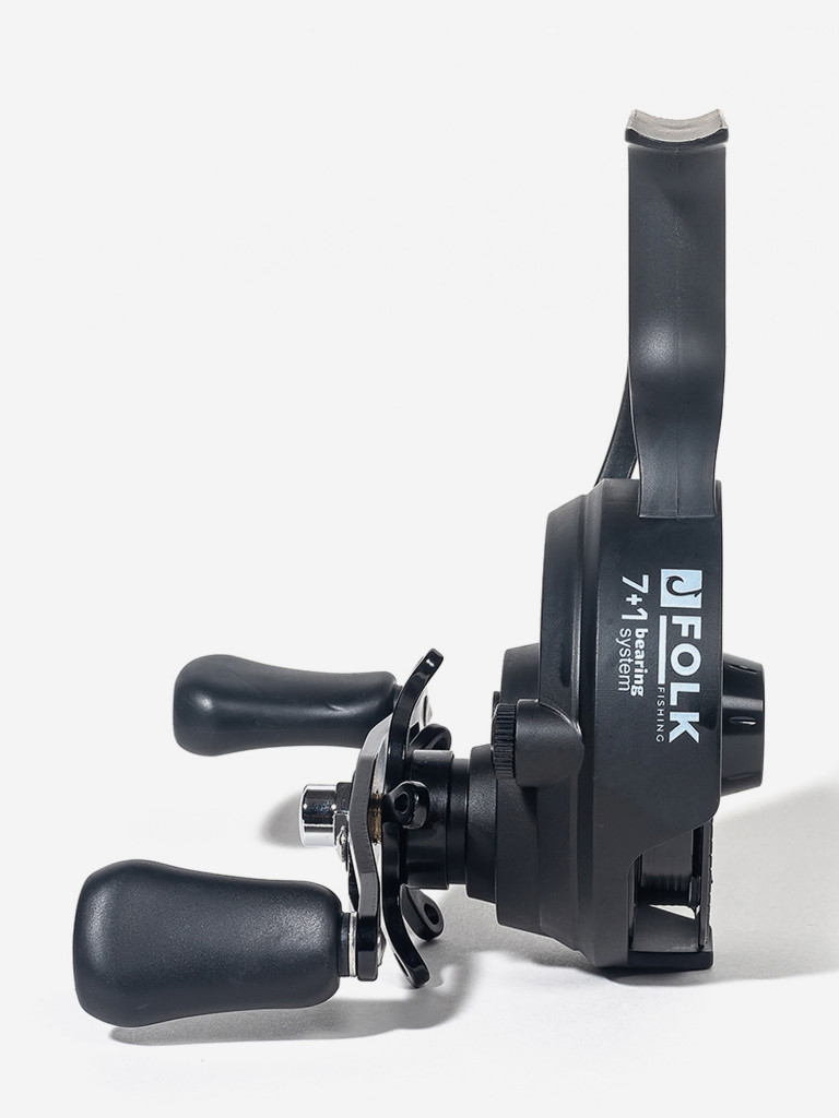 Катушка для рыбалки зимняя мультипликаторная FOLKFISHING Neo Black