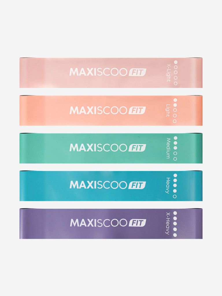Набор Фитнес Резинок MAXISCOO FIT с Мешком для Хранения, 5 шт
