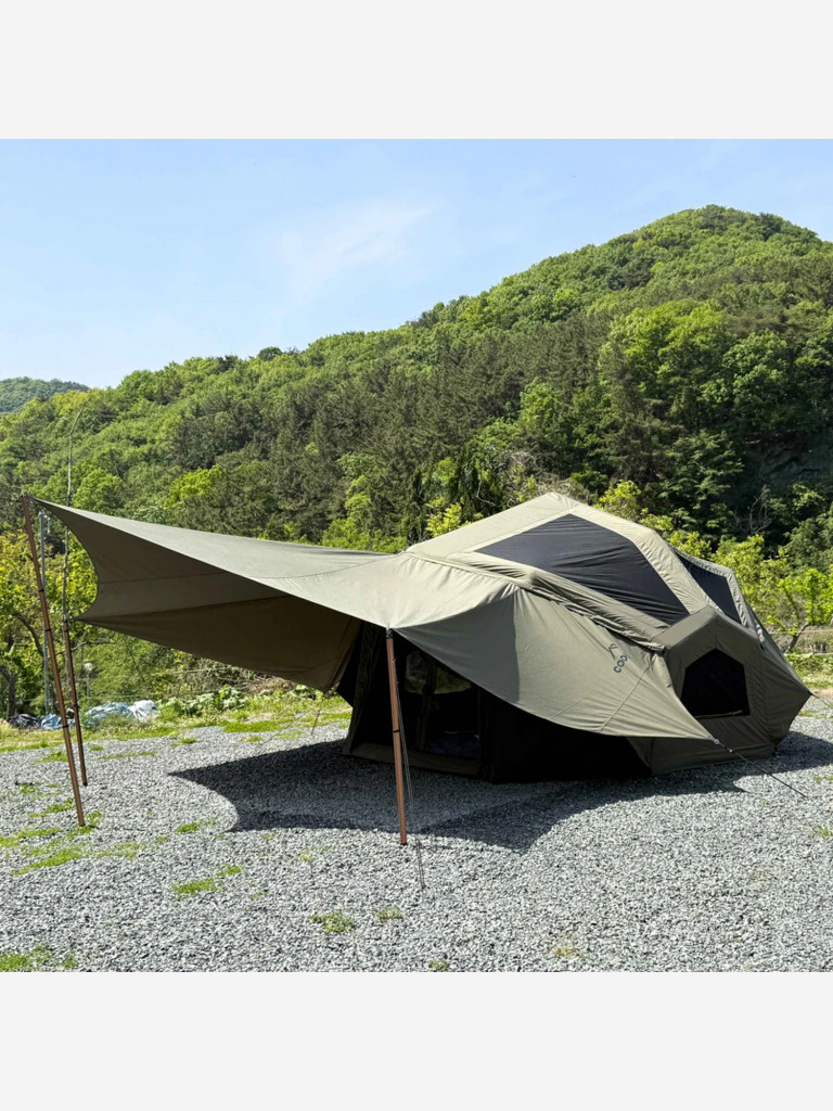 Надувная палатка Coody BESTONA Army Green, 380×380×275 см, 2–4 человека, 2 входа, навес